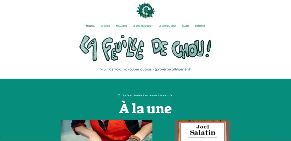 Page d'accueil du site lafeuilledechou.enemblavez.fr